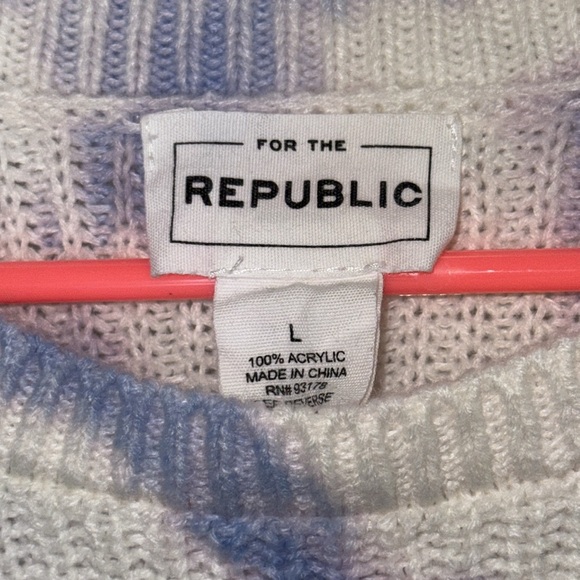 For the Republic Purple,Blue & White Tie Dye Sweater Long Sleeve Boho Size Large - Picture 2 of 6